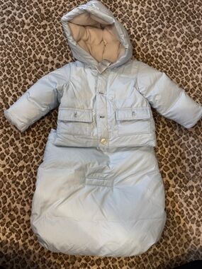 Ralph Lauren Baby Light Blue Hooded Snowsuit Sleeping Bag - Cozy Winter Wear